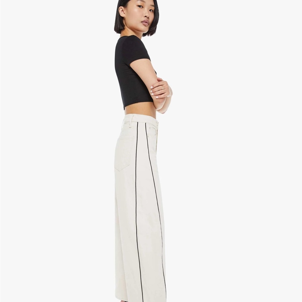 MOTHER Black and Cream Flare Jeans - Picture 2 of 8